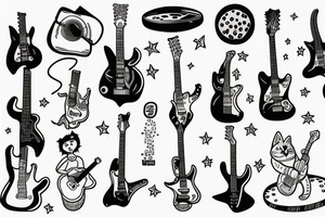 astronaut plays the guitar for the cat tattoo idea