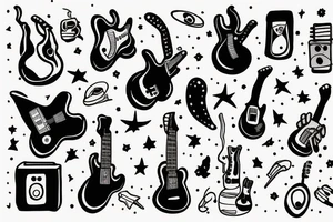 astronaut plays the guitar for the cat tattoo idea