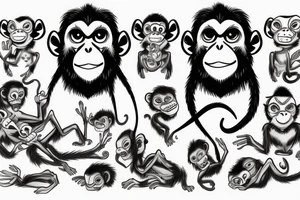 Dead monkey with red eyes and banana head tattoo idea