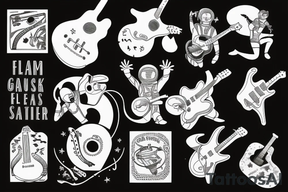astronaut playing the guitar in the vast space tattoo idea