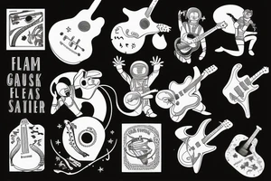 astronaut playing the guitar in the vast space tattoo idea