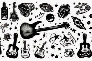 astronaut playing the guitar in the vast space tattoo idea