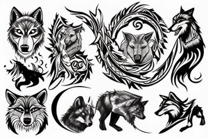 Warrior and wolf tattoo idea
