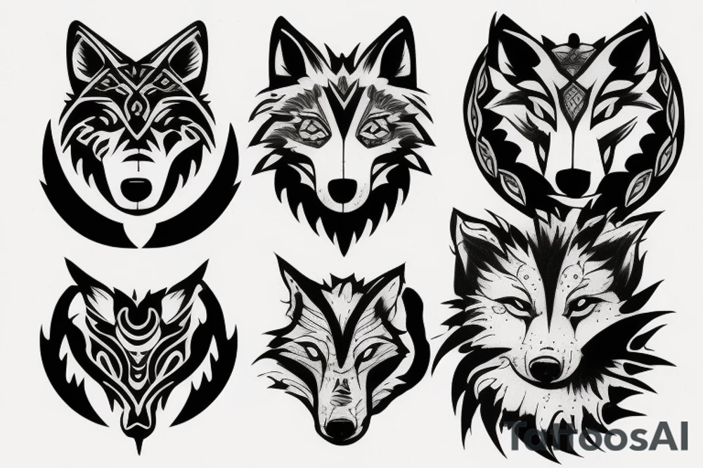 Warrior and wolf tattoo idea