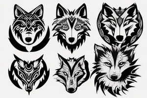 Warrior and wolf tattoo idea
