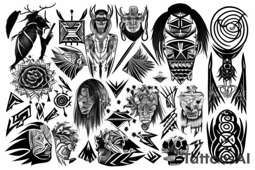 Black shaman geometric tattoo idea