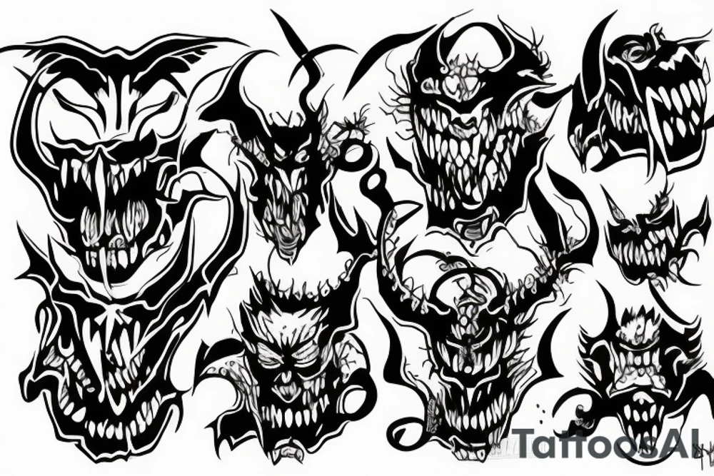 demon that trying to break out of cage tattoo idea