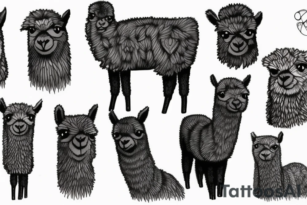 Nice looking alpaca tattoo idea