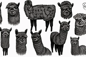 Nice looking alpaca tattoo idea