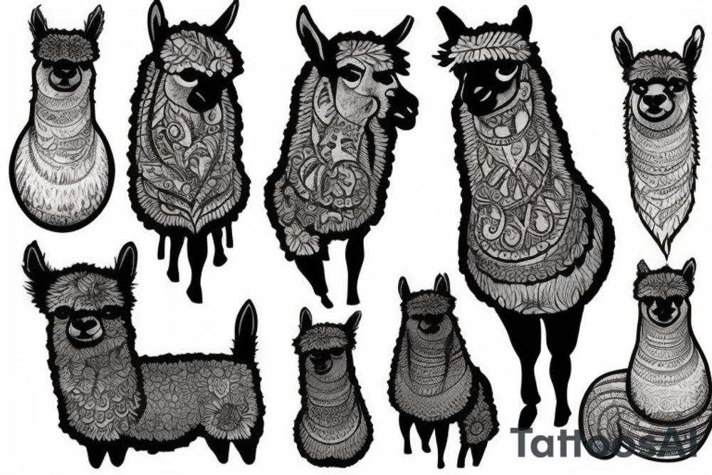 Nice looking alpaca tattoo idea