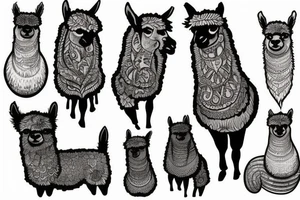 Nice looking alpaca tattoo idea