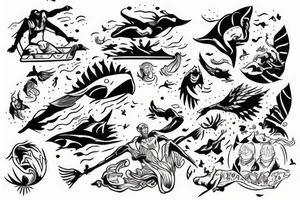 Hans drowning and another Hand catching it from above tattoo idea