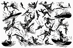 Hans drowning and another Hand catching it from above tattoo idea