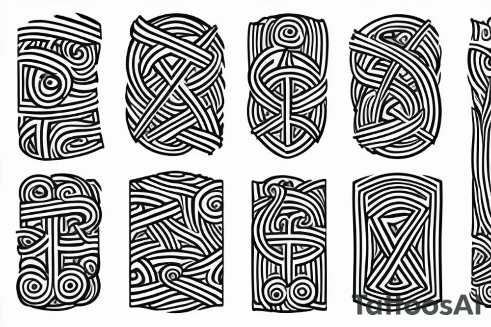 Scandinavian runes with the image of a torus and one, a sixth horse tattoo idea