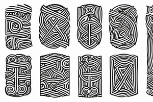 Scandinavian runes with the image of a torus and one, a sixth horse tattoo idea