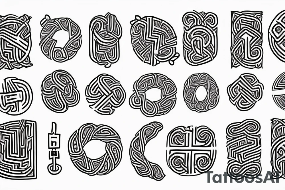 Scandinavian runes with the image of a torus and one, a sixth horse tattoo idea