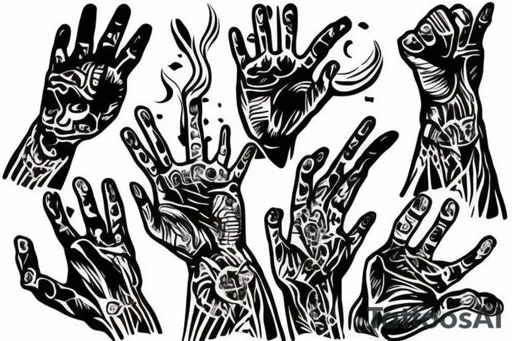 Hand drowning and another Hand catching it from above tattoo idea