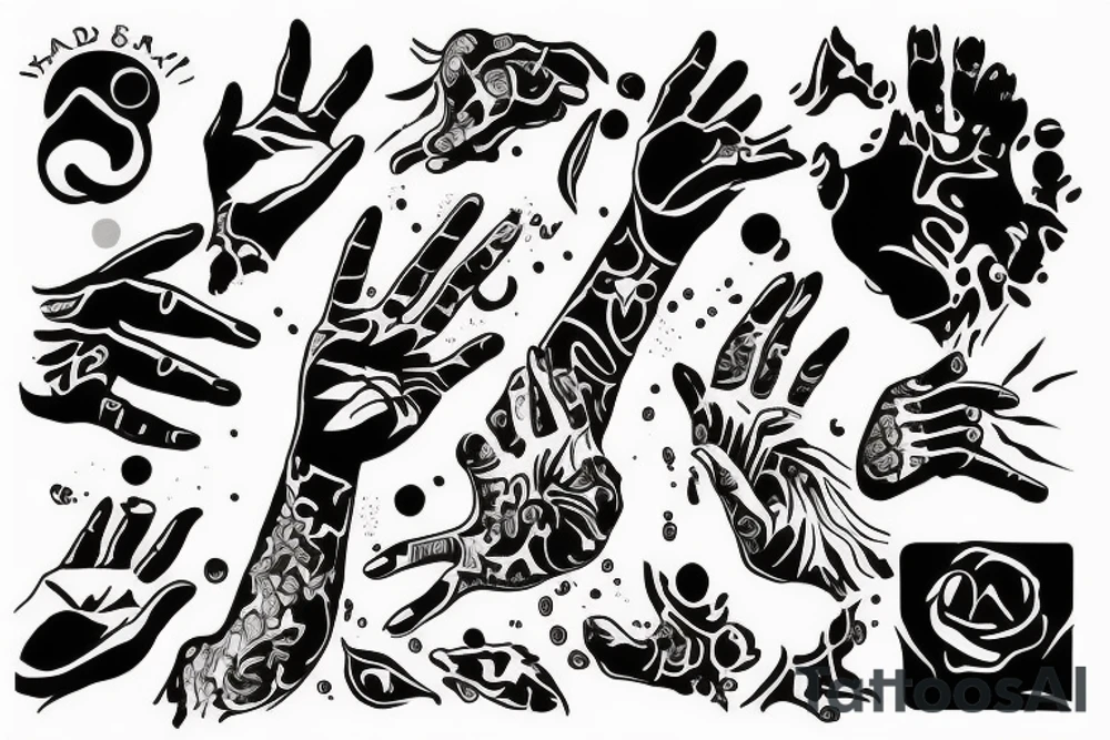 Hand drowning and another Hand catching it from above tattoo idea