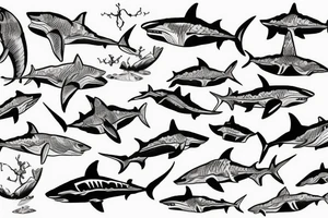 shark polineaian style tattoo idea