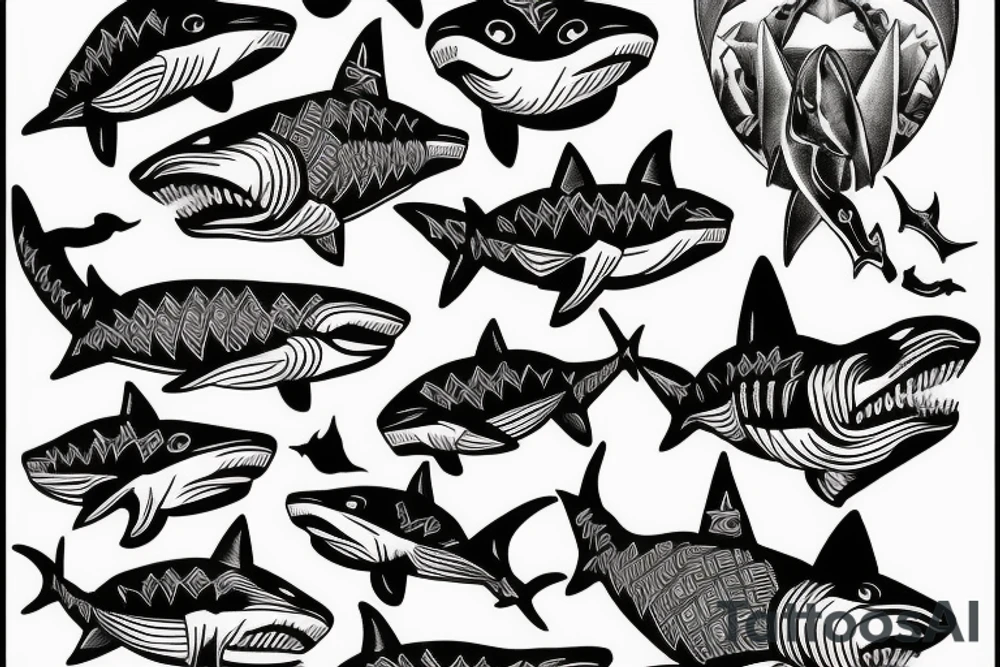 shark polineaian style tattoo idea