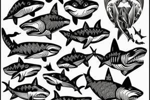 shark polineaian style tattoo idea