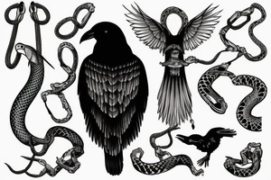 the python hangs from the roof and strangles the big black crow tattoo idea