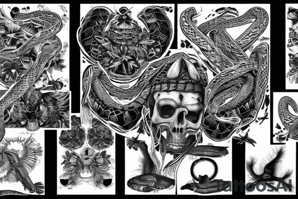 the python hangs from the roof and strangles the big black crow tattoo idea