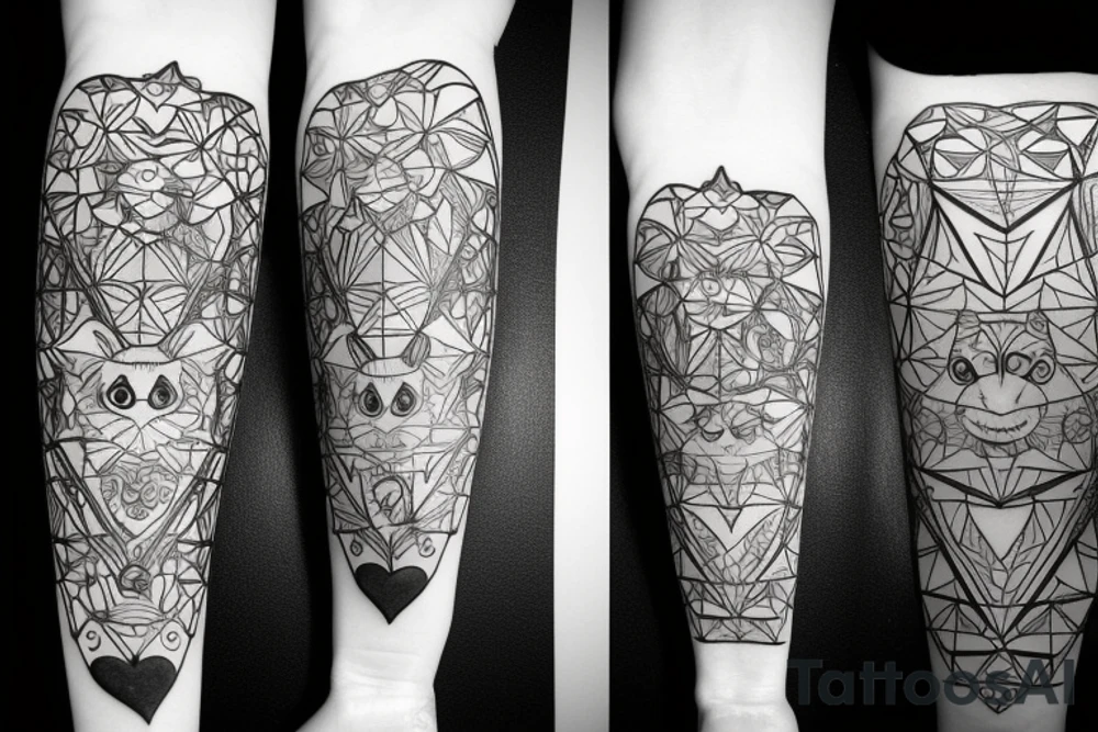 Flowers hot heart love space cat tattoo idea