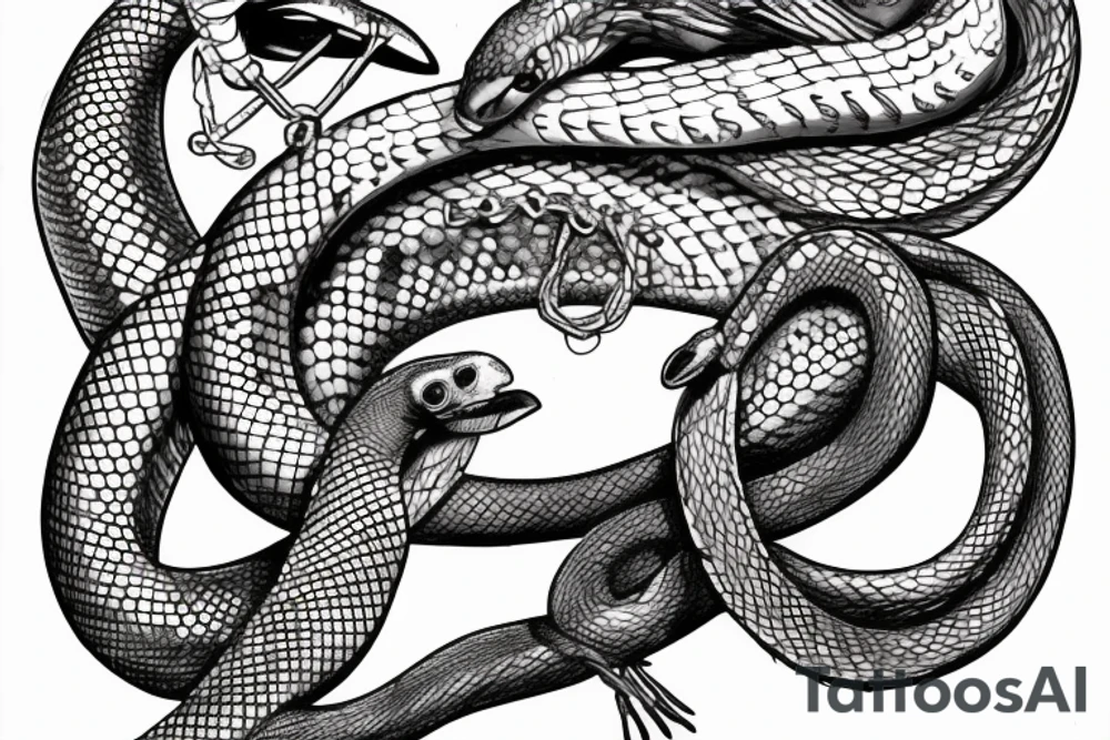 the python hangs from the roof and strangles the big black crow tattoo idea