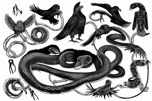 the python hangs from the roof and strangles the big black crow tattoo idea