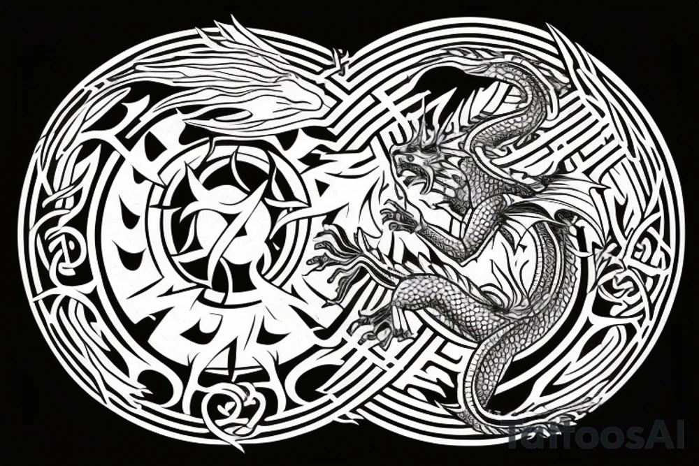 Dragon inside a circle tattoo idea