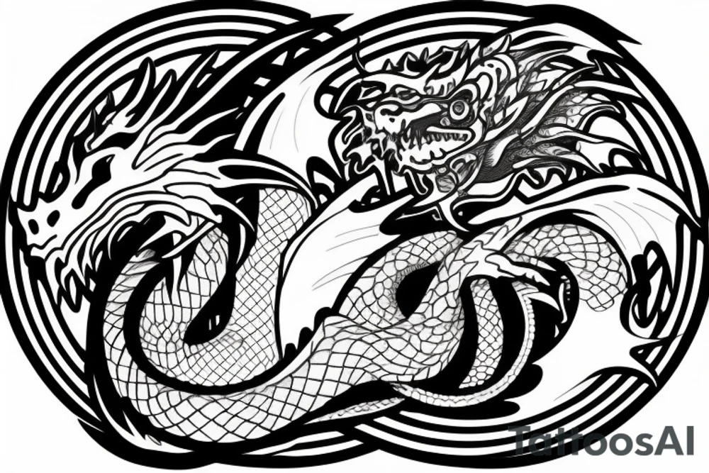 Dragon inside a circle tattoo idea