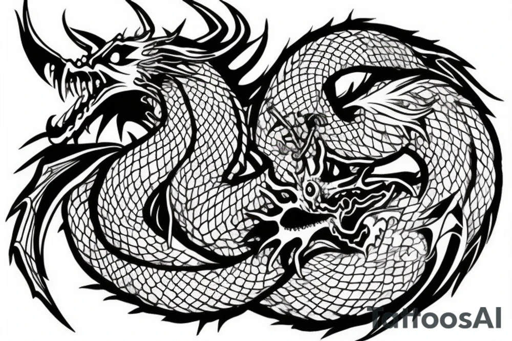 Dragon inside a circle tattoo idea