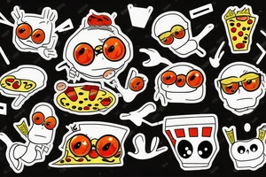 Cartoonish Pizza Mascot with glasses on eyes and white gloves in cool pose tattoo idea