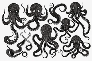 Octopus with knifes tattoo idea