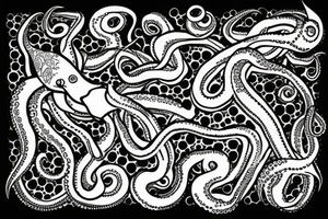 Octopus with knifes tattoo idea