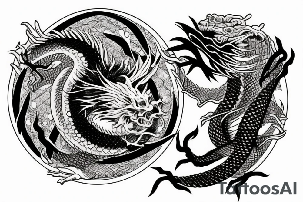Japanese Dragon inside a circle tattoo idea