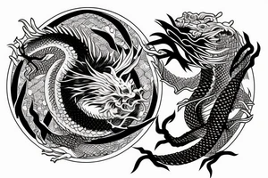 Japanese Dragon inside a circle tattoo idea