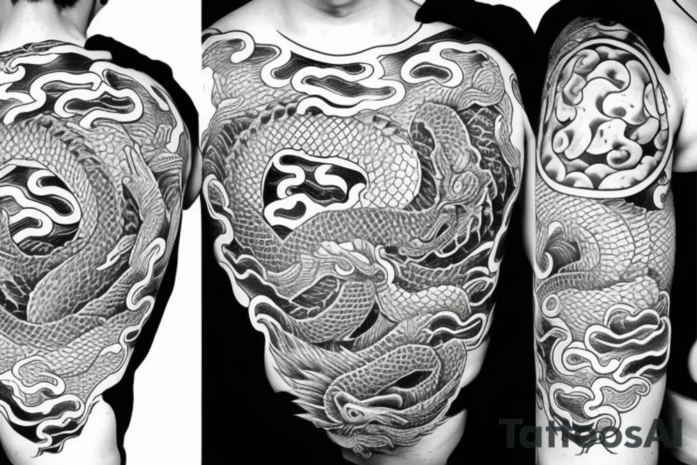 Japanese Dragon inside a circle tattoo idea