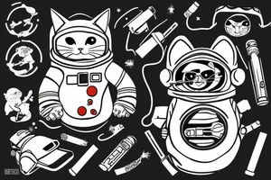 cat dressed as an astronaut on a motorcycle with a cigarette in his mouth tattoo idea