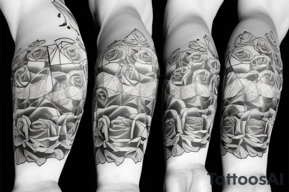 Sailing yacht with dolphins and roses and pistols tattoo idea