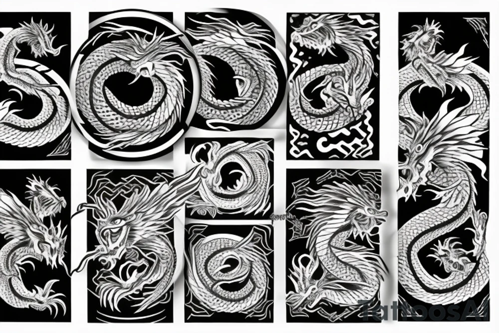 Japanese Dragon inside a circle tattoo idea