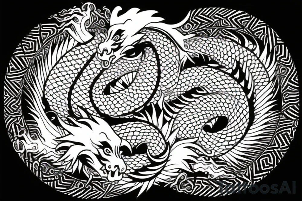 Japanese Dragon inside a circle tattoo idea