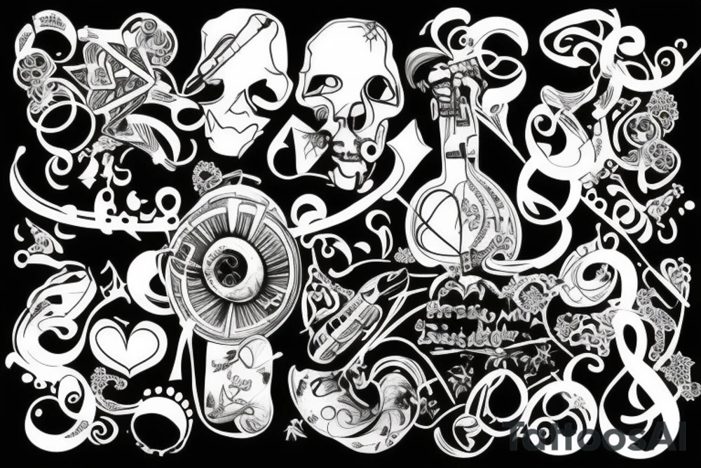 a tattoo with love for music and photography tattoo idea