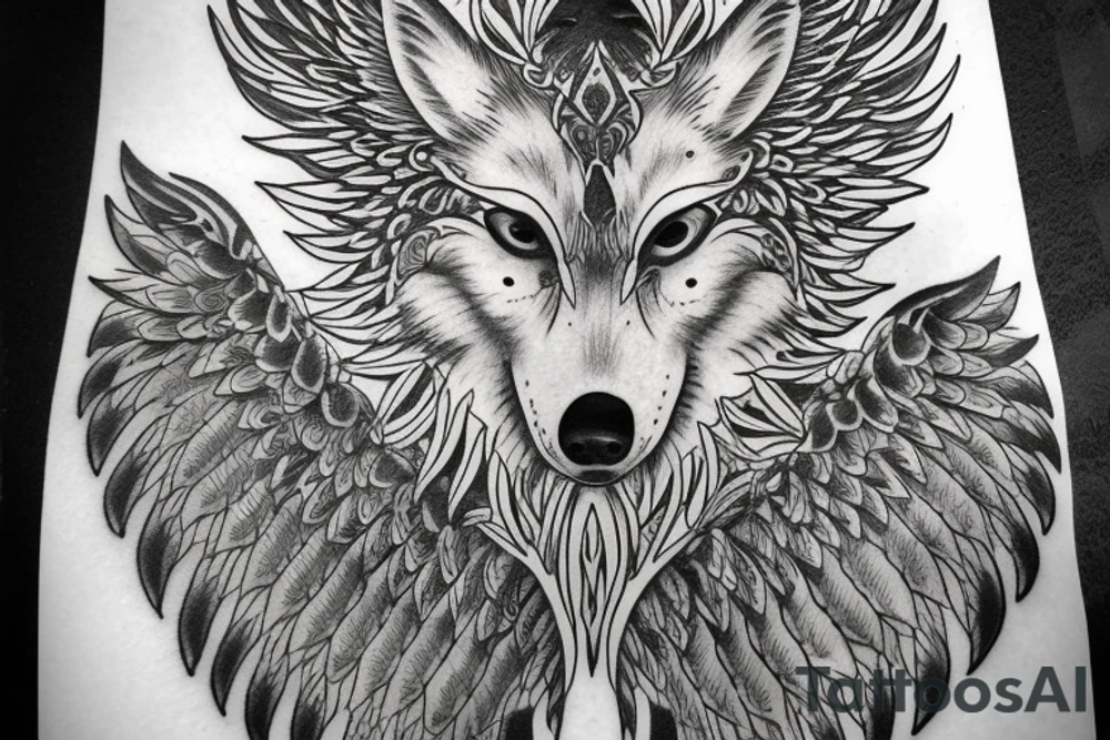 Wolf with wings tattoo idea