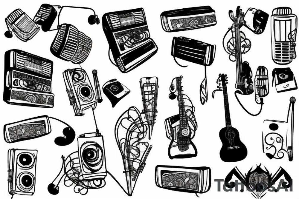 music and photography lover tattoo idea