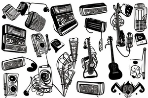 music and photography lover tattoo idea