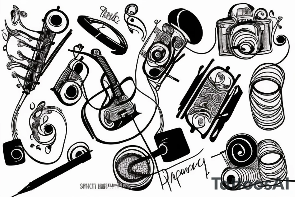 music and photography lover tattoo idea