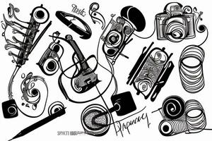 music and photography lover tattoo idea