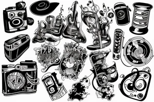 combines elements of both photography and music tattoo idea